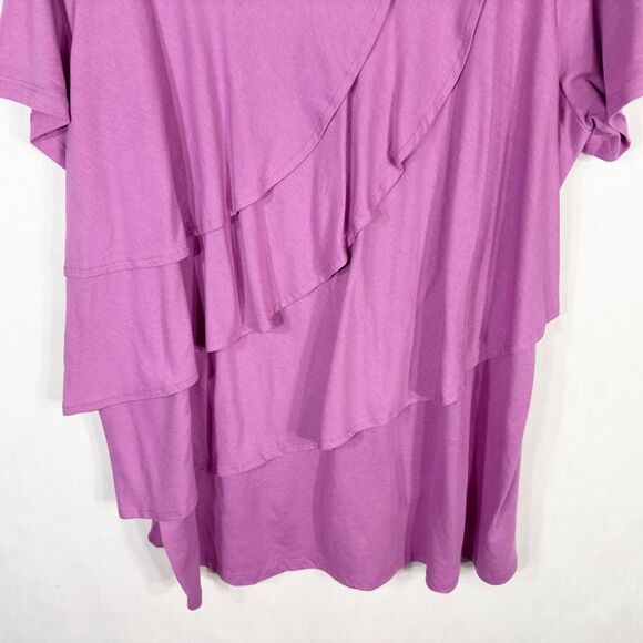 Woman Within Plus Size 18 20 Top Purple Ruffled Layered Short Sleeve Tee 782 - Picture 4 of 8